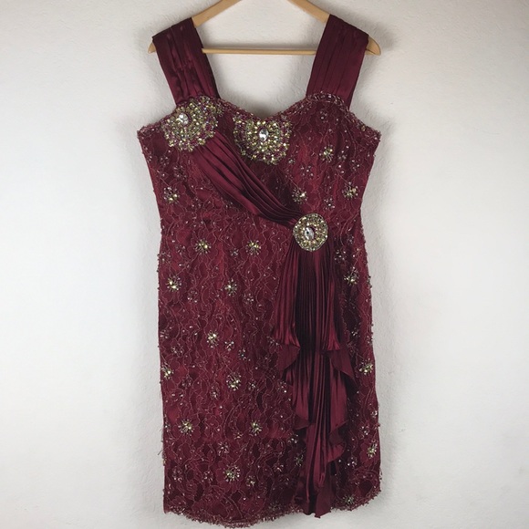 May Queen Dresses & Skirts - May Queen couture burgundy sequin dress size 14